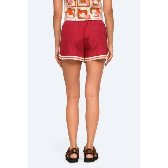 NEW SEA avery crochet edge shorts in red - Picture 2 of 5